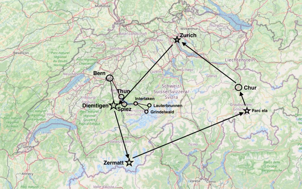 Switzerland travel map 